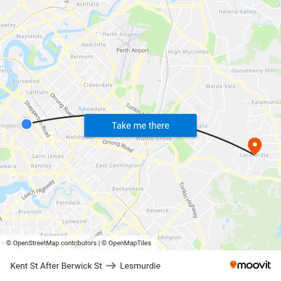 Kent St After Berwick St to Lesmurdie map