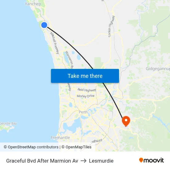 Graceful Bvd After Marmion Av to Lesmurdie map