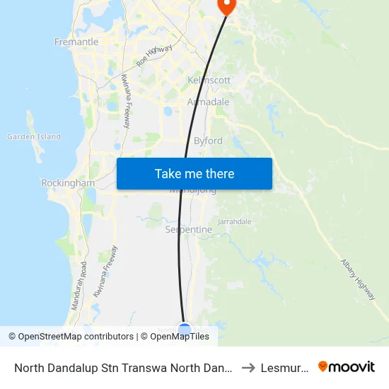North Dandalup Stn Transwa North Dandalup to Lesmurdie map