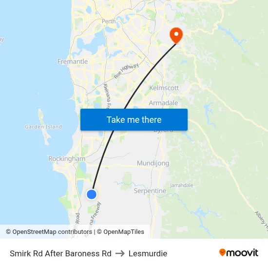 Smirk Rd After Baroness Rd to Lesmurdie map