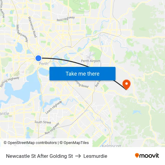 Newcastle St After Golding St to Lesmurdie map