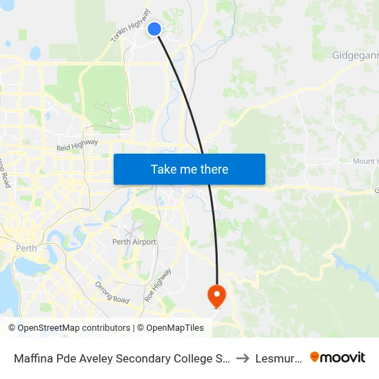Maffina Pde Aveley Secondary College Stand 3 to Lesmurdie map