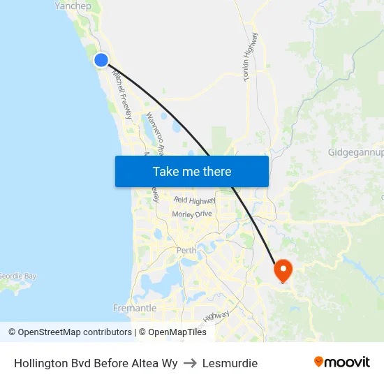 Hollington Bvd Before Altea Wy to Lesmurdie map