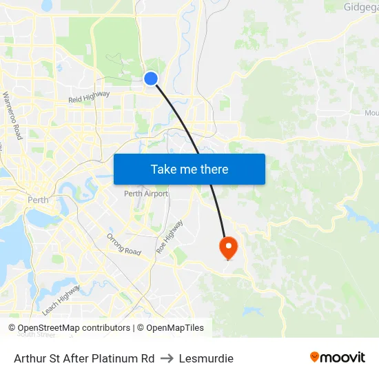 Arthur St After Platinum Rd to Lesmurdie map