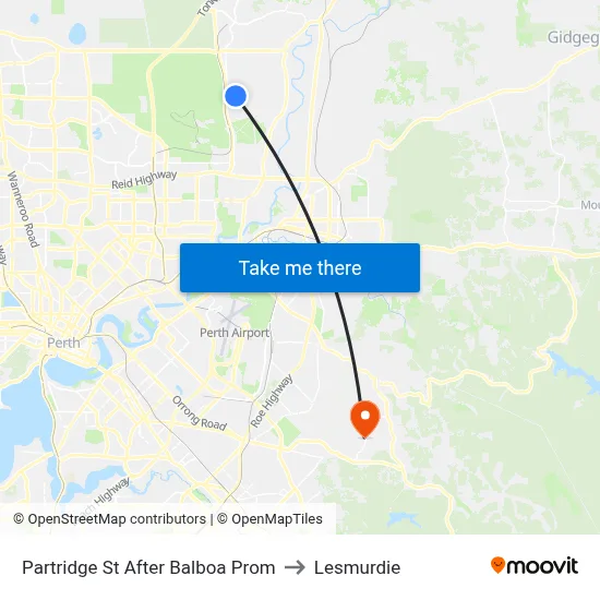 Partridge St After Balboa Prom to Lesmurdie map