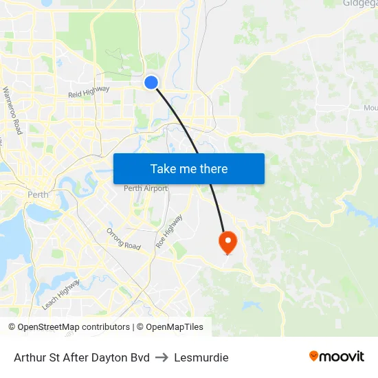 Arthur St After Dayton Bvd to Lesmurdie map