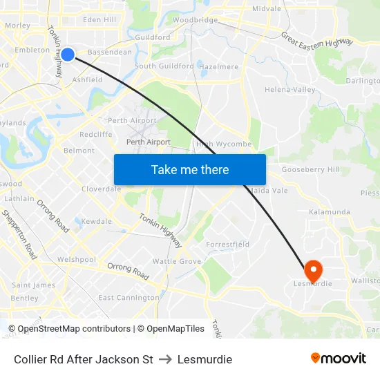 Collier Rd After Jackson St to Lesmurdie map