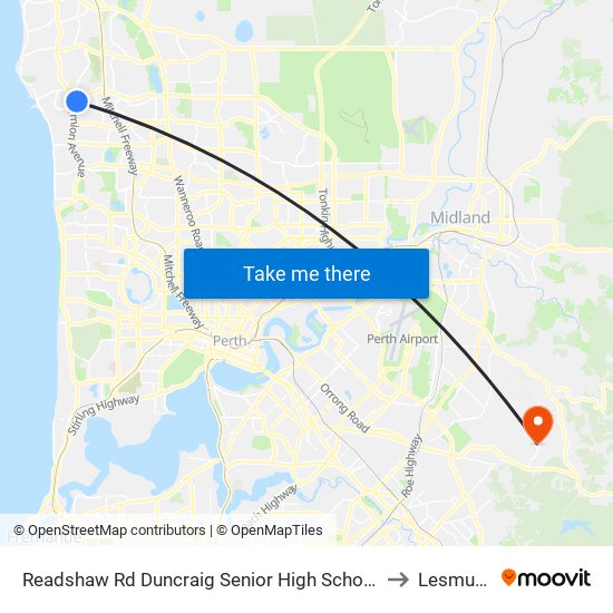 Readshaw Rd Duncraig Senior High School Stand 3 to Lesmurdie map