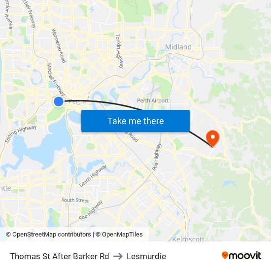 Thomas St After Barker Rd to Lesmurdie map
