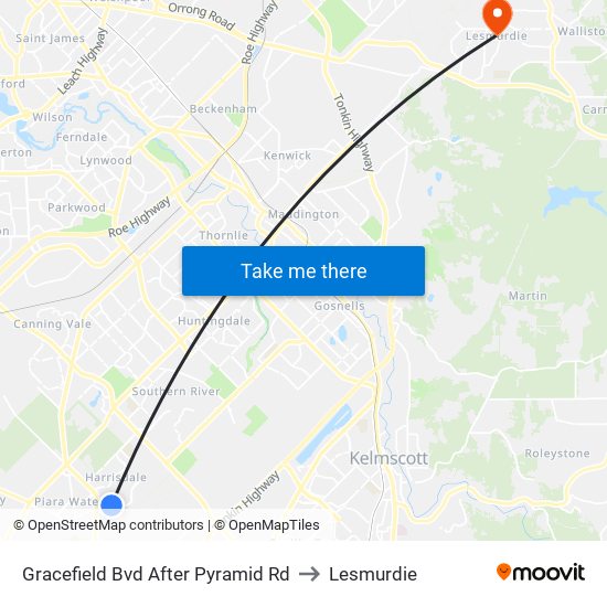 Gracefield Bvd After Pyramid Rd to Lesmurdie map