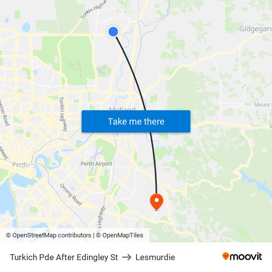 Turkich Pde After Edingley St to Lesmurdie map