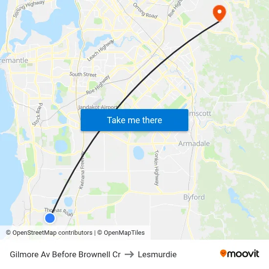 Gilmore Av Before Brownell Cr to Lesmurdie map