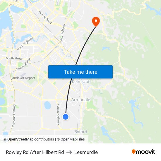 Rowley Rd After Hilbert Rd to Lesmurdie map