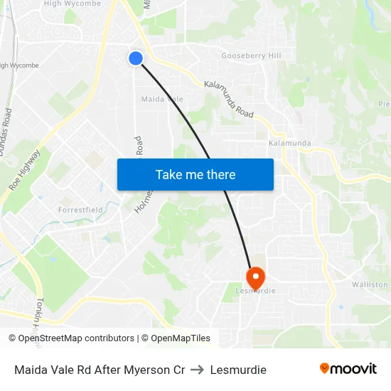 Maida Vale Rd After Myerson Cr to Lesmurdie map