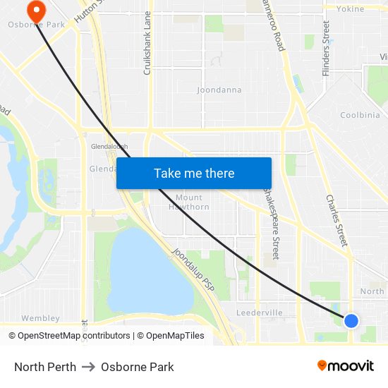 North Perth to Osborne Park map