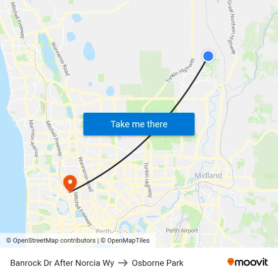 Banrock Dr After Norcia Wy to Osborne Park map
