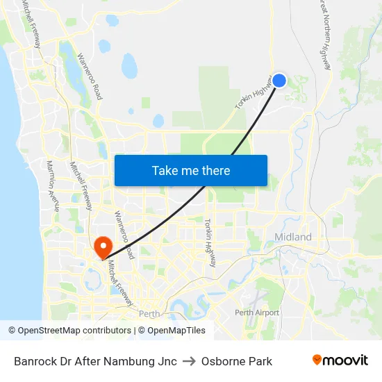 Banrock Dr After Nambung Jnc to Osborne Park map