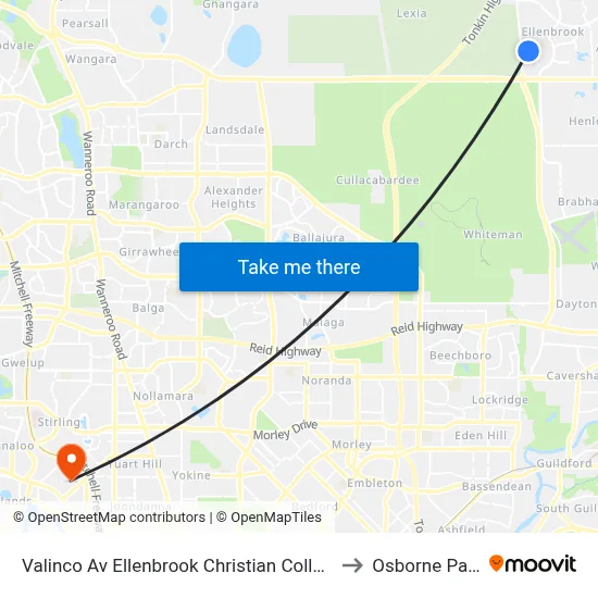 Valinco Av Ellenbrook Christian College to Osborne Park map