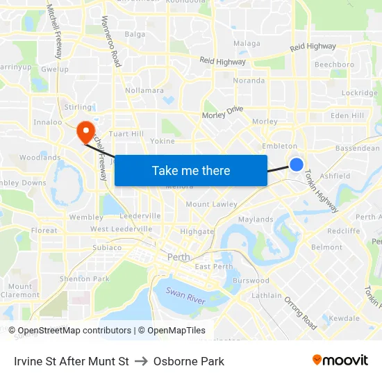 Irvine St After Munt St to Osborne Park map