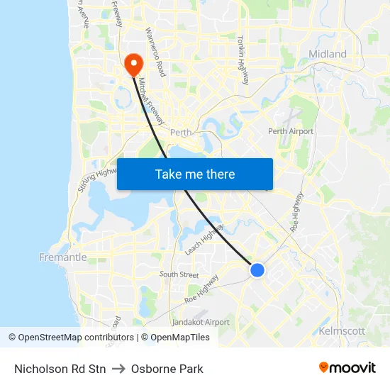 Nicholson Rd Stn to Osborne Park map