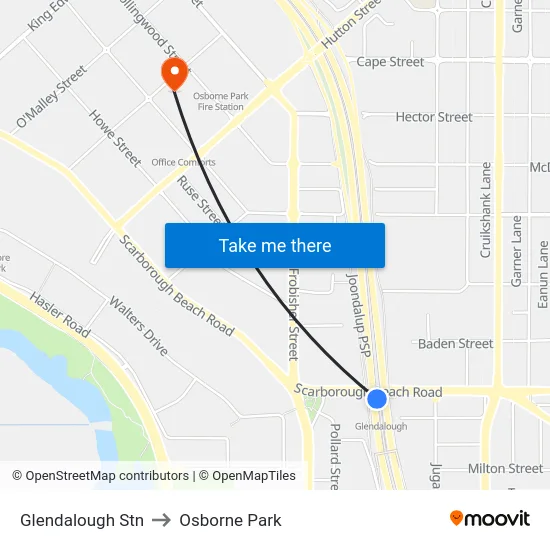 Glendalough Stn to Osborne Park map