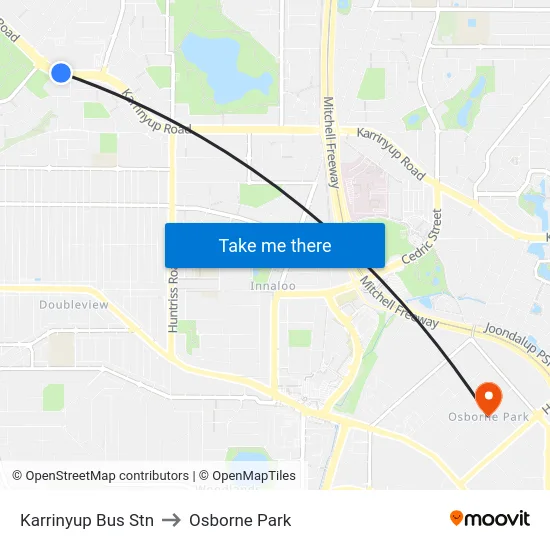 Karrinyup Bus Stn to Osborne Park map