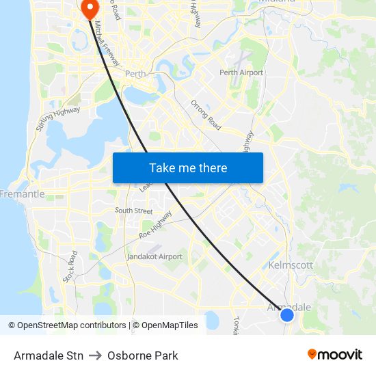 Armadale Stn to Osborne Park map