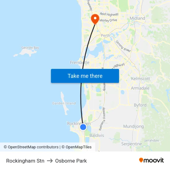 Rockingham Stn to Osborne Park map