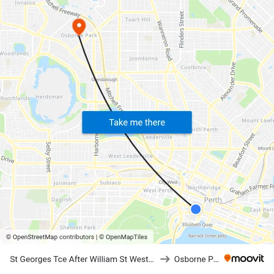 St Georges Tce After William St Westbound to Osborne Park map