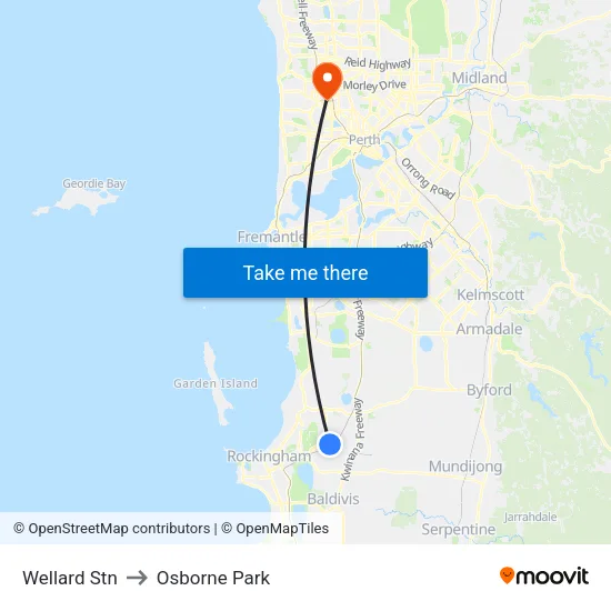 Wellard Stn to Osborne Park map