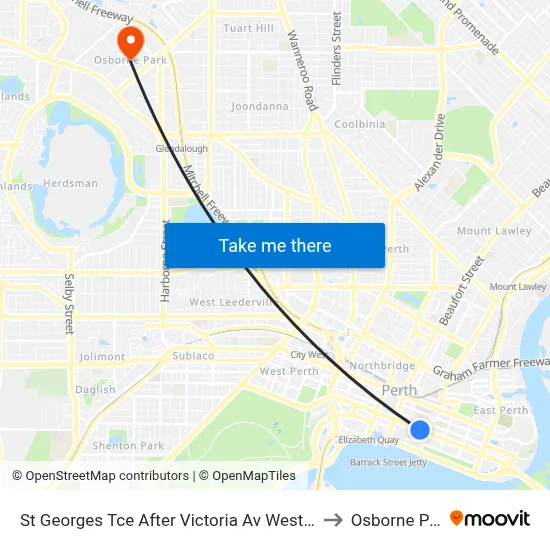 St Georges Tce After Victoria Av Westbound to Osborne Park map