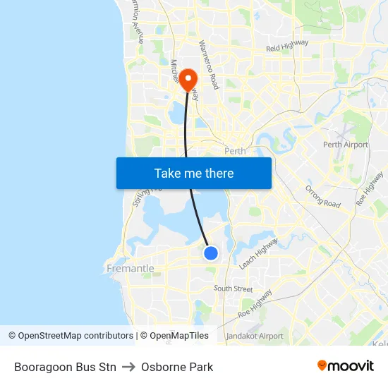 Booragoon Bus Stn to Osborne Park map