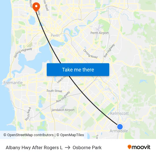 Albany Hwy After Rogers L to Osborne Park map