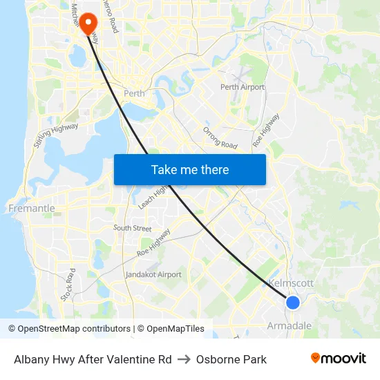Albany Hwy After Valentine Rd to Osborne Park map