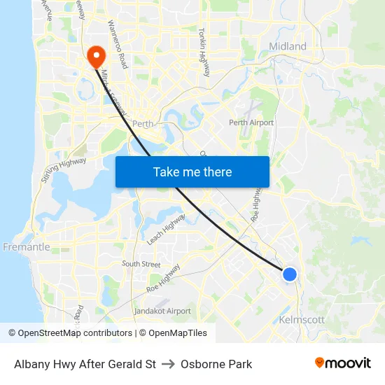 Albany Hwy After Gerald St to Osborne Park map