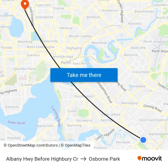 Albany Hwy Before Highbury Cr to Osborne Park map