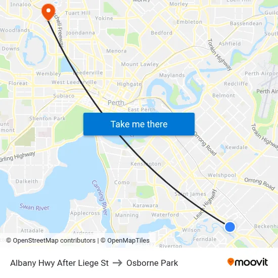 Albany Hwy After Liege St to Osborne Park map