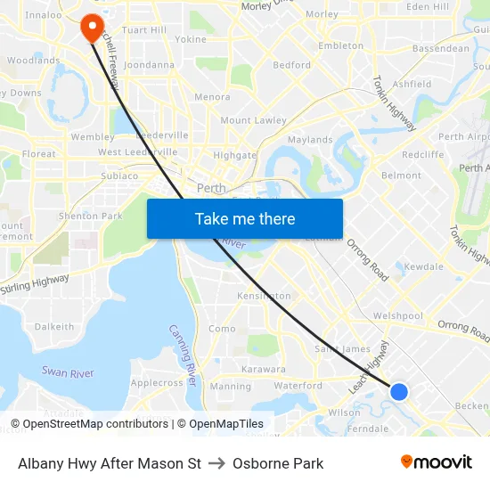 Albany Hwy After Mason St to Osborne Park map