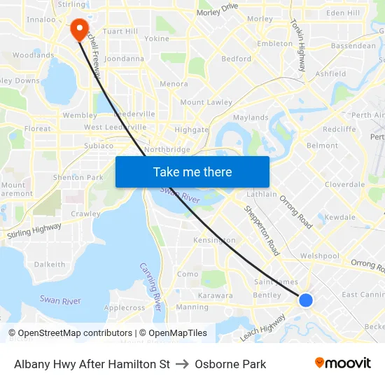 Albany Hwy After Hamilton St to Osborne Park map