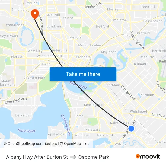 Albany Hwy After Burton St to Osborne Park map