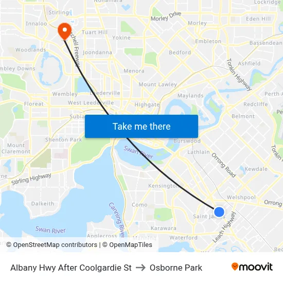 Albany Hwy After Coolgardie St to Osborne Park map