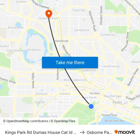 Kings Park Rd Dumas House Cat Id 32 to Osborne Park map
