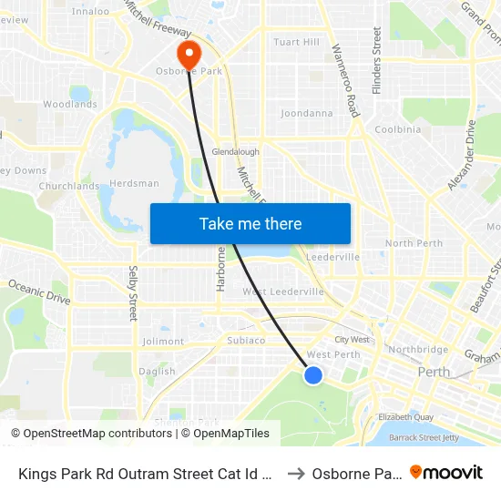 Kings Park Rd Outram Street Cat Id 107 to Osborne Park map