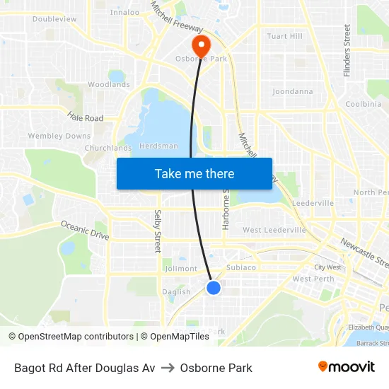 Bagot Rd After Douglas Av to Osborne Park map