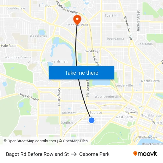 Bagot Rd Before Rowland St to Osborne Park map