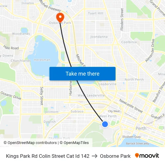 Kings Park Rd Colin Street Cat Id 142 to Osborne Park map