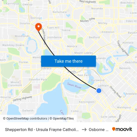 Shepperton Rd - Ursula Frayne Catholic Coll Sen to Osborne Park map