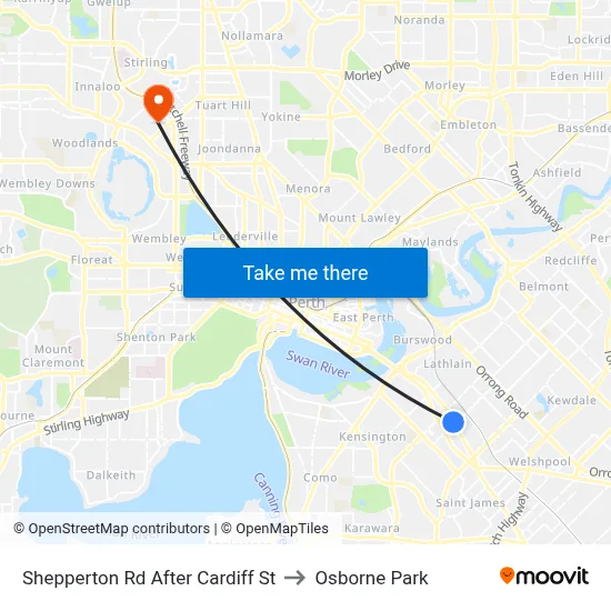Shepperton Rd After Cardiff St to Osborne Park map