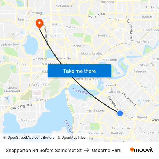Shepperton Rd Before Somerset St to Osborne Park map