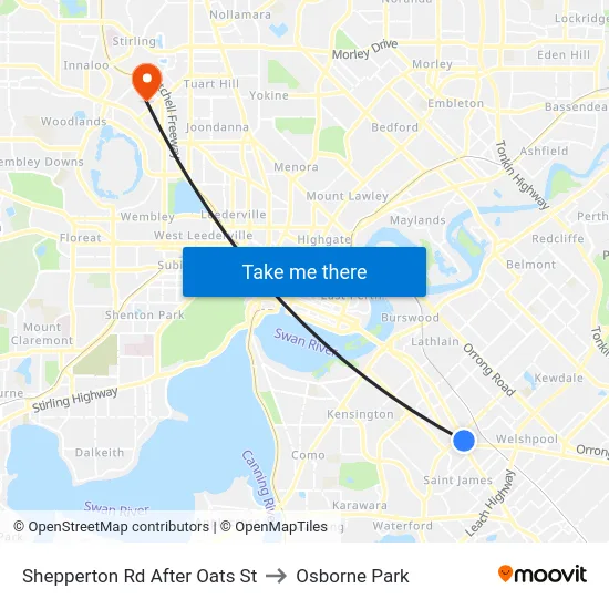 Shepperton Rd After Oats St to Osborne Park map